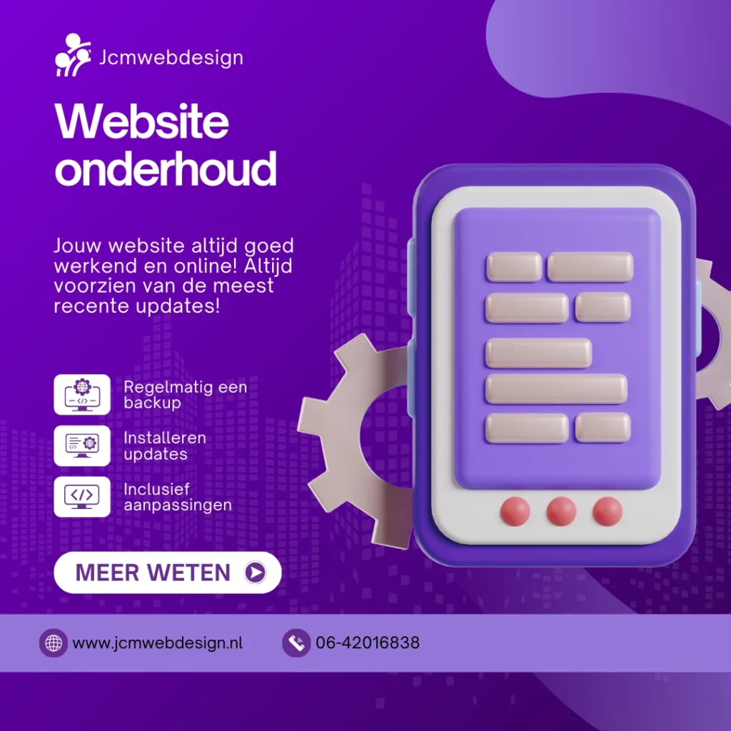 Wat valt onder website onderhoud? Er zijn drie elementaire zaken die moeten worden geupdate: WordPress zelf, gebruikte plug-ins en het thema van de site. Voordat dit wordt gedaan, moet er een backup worden gemaakt. Het wil namelijk wel eens voorkomen dat een website niet meer (goed) functioneert na een update